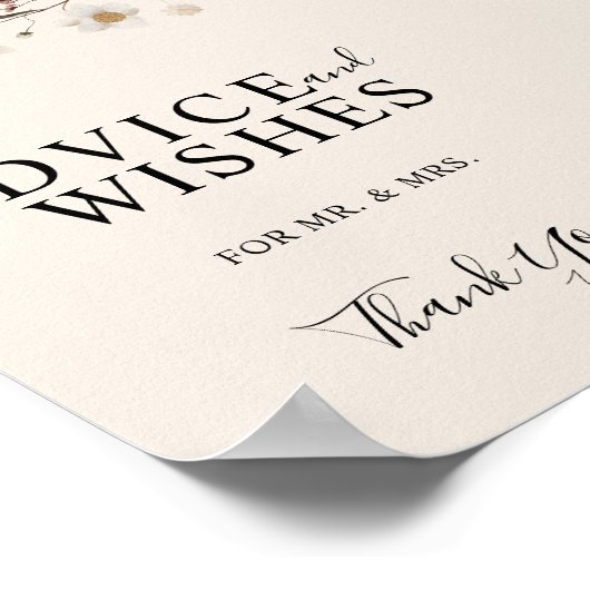 Advies en wenst Boho Wildflower WeddenSign Poster (Hoek)