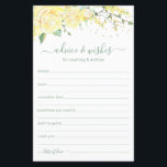 Advies en wenst Elegant Yellow Floral<br><div class="desc">Deze mooie, bloemige, handgeschreven script Advice & Wishes lakens met gele waterverf rozen bovenaan zijn perfect om vrijgezellenfeest, repetitief diner of bruiloft te laten invullen voor het gelukkige paar. Mensen zullen graag de herinneringen krijgen - ze maken het zo makkelijk om liefhebbende woorden van advies en welwillendheid achter te laten....</div>