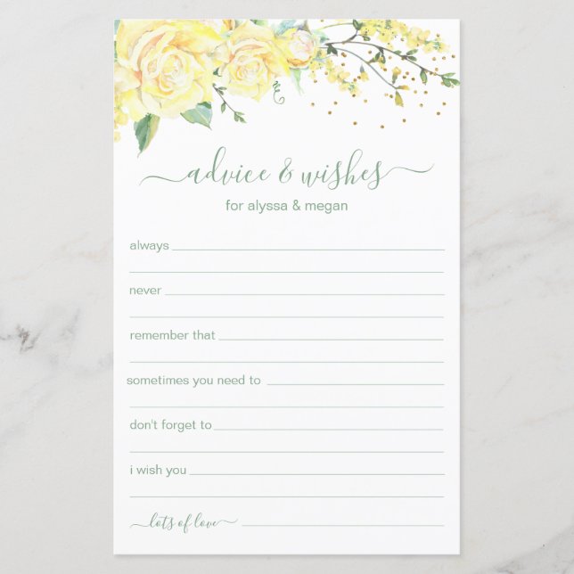 Advies en wenst Elegant Yellow floral LGBTQ (Voorkant)