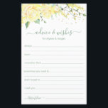 Advies en wenst Elegant Yellow floral LGBTQ<br><div class="desc">Deze mooie, bloemige, LGBTQ, handgeschreven scriptadvies & lakens met gele waterverf rozen bovenaan zijn perfect om vrijgezellenfeest, repetitief diner of huwelijksgasten te laten invullen voor het gelukkige paar. Mensen zullen graag de herinneringen krijgen - ze maken het zo makkelijk om liefhebbende woorden van advies en welwillendheid achter te laten. Ze...</div>