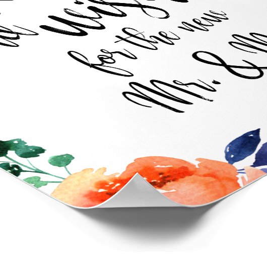 Advies en wenst Floral 8x10 bruiloft Poster (Hoek)