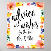 Advies en wenst Floral 8x10 bruiloft Poster (Voorkant)