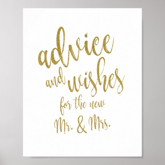 Advies en wenst Gold Glitter 8 x 10 bruiloft Poster (Voorkant)