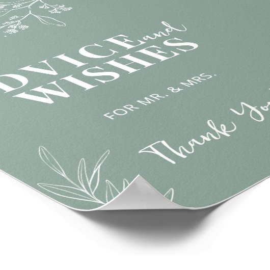 Advies en wenst groene bruiloft Sage Poster (Hoek)