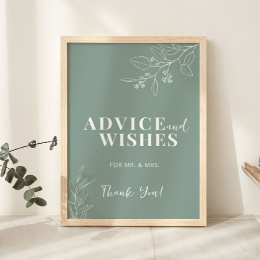 Advies en wenst groene bruiloft Sage Poster