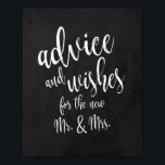 Advies en wenst krijtbord 8x10 bruiloft poster<br><div class="desc">Een elegant huwelijksmerk met een scherpe rand, bevat de tekst "advies en wensen voor de nieuwe Mr. & Mrs." in een geëxtraheerd scriptlettertype voegt de penseelstructuur een spontaan en afspeelbaar gevoel toe. De achtergrondkleur kan aan uw behoeften en voorkeuren worden aangepast. Neem contact met mij op als u een speciaal...</div>