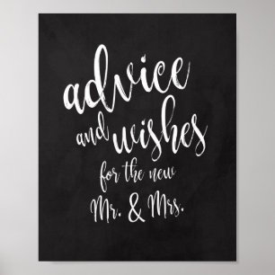 Advies en wenst krijtbord 8x10 bruiloft poster