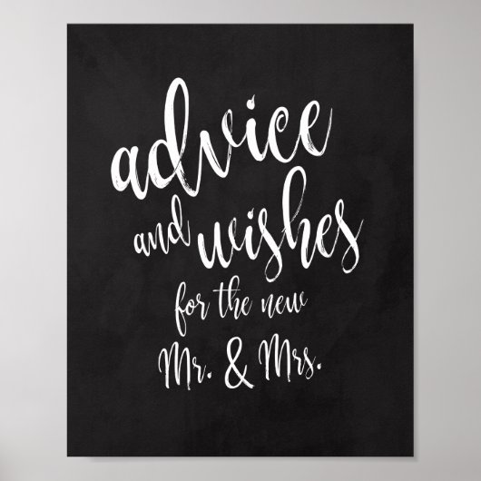 Advies en wenst krijtbord 8x10 bruiloft poster (Voorkant)