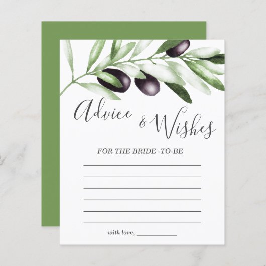 Advies en wenst olijfgaard (Voorkant / Achterkant)