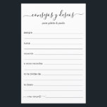 Advies en wenst Spaans<br><div class="desc">Deze eenvoudige, zwarte en witte, moderne, minimale, handgeschreven script Consejos y deseos sheets zijn perfect voor je vrijgezellenfeest, repetitief diner of bruiloft gasten die het gelukkige paar invullen. Mensen zullen graag de herinneringen krijgen - ze maken het zo makkelijk om liefhebbende woorden van advies en welwillendheid achter te laten. Ze...</div>