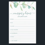 Advies en wenst Spaans<br><div class="desc">Deze prachtige, botanische, handgeschreven Spaans scriptAdvice & Wishes (Consejos y Deseos) platen met waterverf eucalyptus bovenaan zijn perfect om vrijgezellenfeest, repetitief diner of bruiloft gasten te laten invullen voor het gelukkige paar. Mensen zullen graag de herinneringen krijgen - ze maken het zo makkelijk om liefhebbende woorden van advies en welwillendheid...</div>