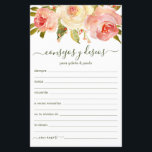 Advies en wenst Spaans<br><div class="desc">Deze eenvoudige, blote, handgeschreven teksten van Spaans Advice & van de Vergroting (Consejos y Deseos) met stomproze en witte waterverf rozen bij de bovenkant zijn perfect om vrijgezellenfeest, repetitief diner of trouwgasten te hebben voor het gelukkige paar invullen. Mensen zullen graag de herinneringen krijgen - ze maken het zo makkelijk...</div>