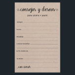 Advies en wenst Spaans<br><div class="desc">Deze eenvoudige, zwarte en witte, rustige, minimale, handgeschreven script Spaans Advice & Wishes/Consejos y Deseos sheets zijn perfect om vrijgezellenfeest, repetitief diner of huwelijksgasten te laten invullen voor het gelukkige paar. Mensen zullen graag de herinneringen krijgen - ze maken het zo makkelijk om liefhebbende woorden van advies en welwillendheid achter...</div>