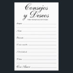 Advies en wenst Spaans<br><div class="desc">Deze elegante, zwarte en witte, moderne, handgeschreven Spaanse script Consejos y Deseos/Advice & Wishes lakens zijn perfect voor je vrijgezellenfeest, repetitief diner of huwelijksgasten die het gelukkige paar invullen. Mensen zullen graag de herinneringen krijgen - ze maken het zo makkelijk om liefhebbende woorden van advies en welwillendheid achter te laten....</div>