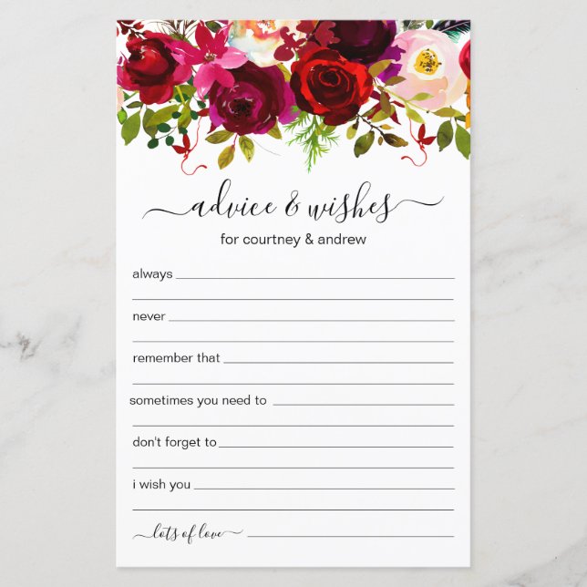 Advies en wijt Burgundy Floral Wedding (Voorkant)