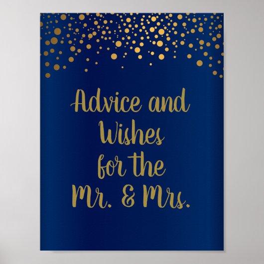 Advies - Gold Confetti Stippen - donkerblauw Poster (Voorkant)