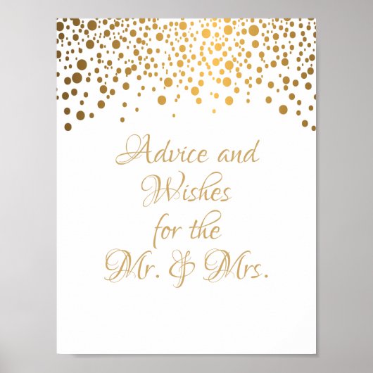 Advies - Gold Confetti Stippen - Wit Poster (Voorkant)