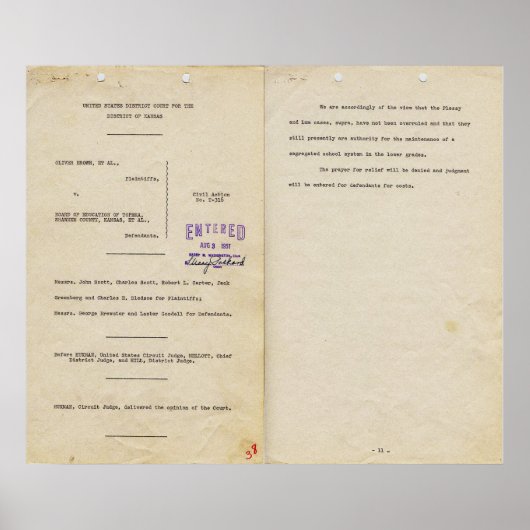 Advies in de Brown tegen Raad van Onderwijs 1951pg Poster (Voorkant)