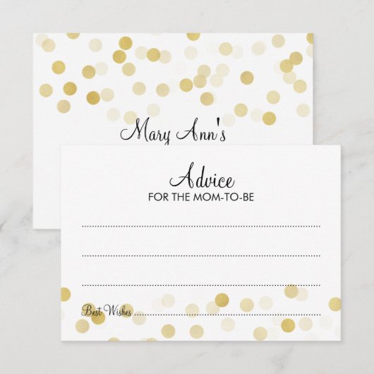 Advies Kaart Baby shower Gold Foil Glitter Lichten (Voorkant / Achterkant)