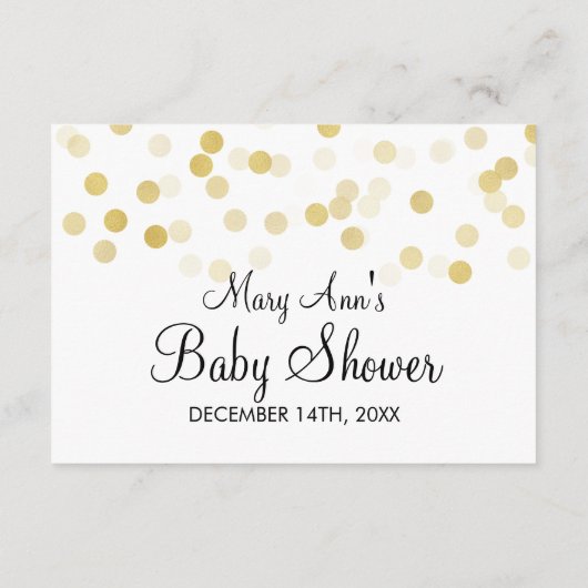 Advies Kaart Baby shower Gold Foil Glitter Lichten (Achterkant)