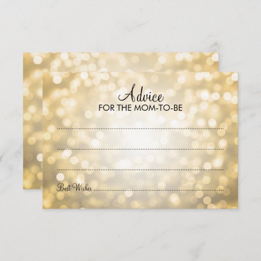 Advies Kaart Baby shower Gold Glitter Lichten (Voorkant / Achterkant)