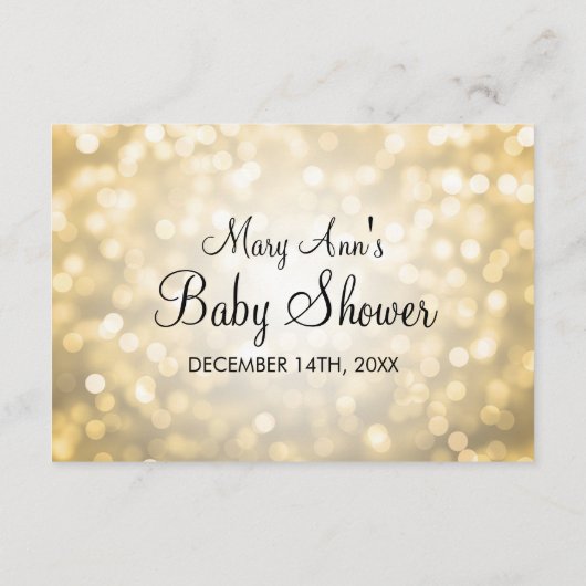 Advies Kaart Baby shower Gold Glitter Lichten (Achterkant)