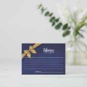 Advies Kaart | Donkerblauw met gouden strik Plaatskaartje (Staand voorkant)