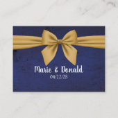 Advies Kaart | Donkerblauw met gouden strik Plaatskaartje (Achterkant)