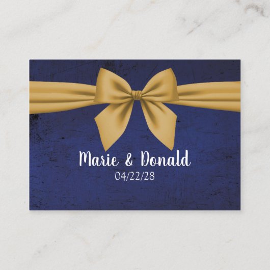 Advies Kaart | Donkerblauw met gouden strik Plaatskaartje (Achterkant)