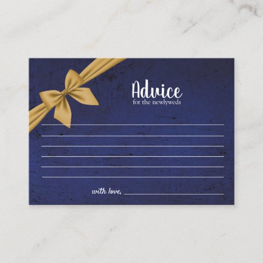 Advies Kaart | Donkerblauw met gouden strik Plaatskaartje (Voorkant)