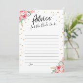 Advies Kaart Roze Bloemen Goud Reis Vrijgezellenfe (Staand voorkant)