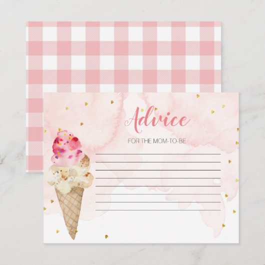 Advies Kaart Roze ijs Vrijgezellenfeest (Voorkant / Achterkant)