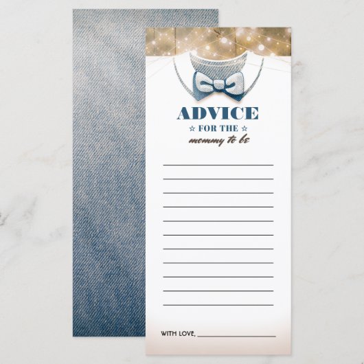 Advies Kaart voor Mom-to-be | Jongen Baby shower (Voorkant / Achterkant)