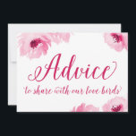 Advies om met onze Tortelduifjes te delen<br><div class="desc">Kaart met  waterverf roze pinda's en zegt "Advies om met onze liefdesvogels te delen"</div>