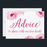 Advies om met onze Tortelduifjes te delen<br><div class="desc">Kaart met  waterverf roze pinda's en zegt "Advies om met onze liefdesvogels te delen"</div>