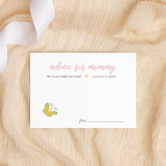 Advies over Baby shower lentevloeren Roze vlinder Notitiekaartje