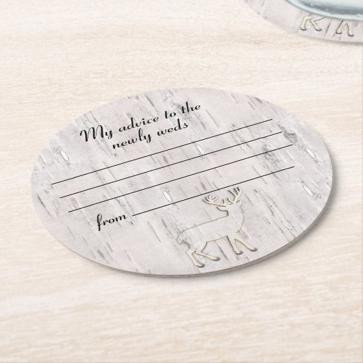 Advies over Birch Bark en Deer Wedding Ronde Kartonnen Onderzetter (Gebogen)