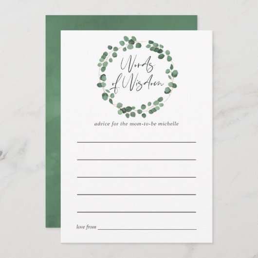 Advies over het Baby shower van Eucalyptus Greener (Voorkant / Achterkant)