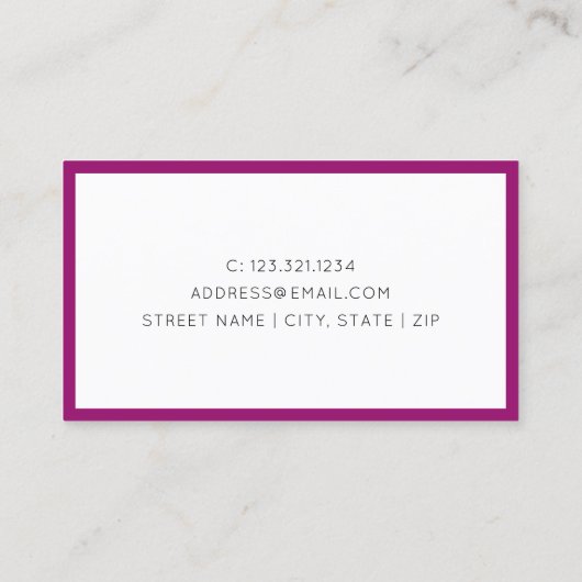 Advies over minimaal magenta initialen visitekaartje (Achterkant)