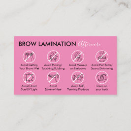 Advies over nazorg voor Pink Dark Brow Lamination Visitekaartje
