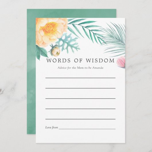 Advies over tropisch Baby shower Floral Summer (Voorkant / Achterkant)