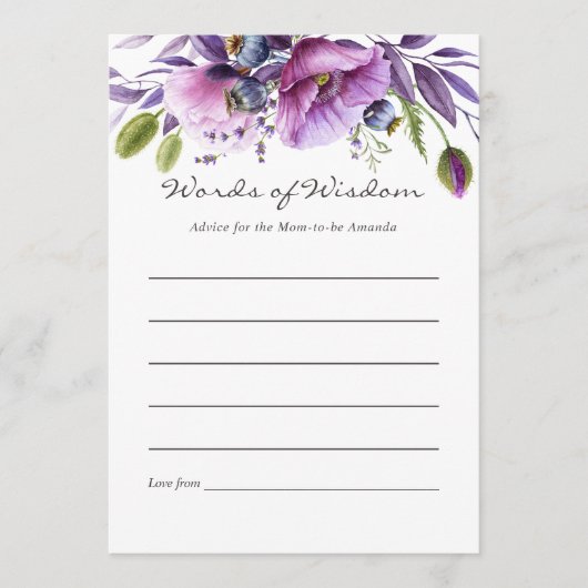 Advies over waterverf Violet Poppy Floral Baby sho (Voorkant)