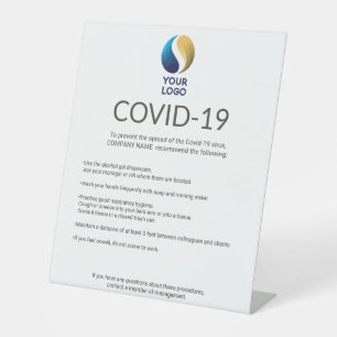 Advies van Covid-19 met de Logo van het Bedrijf Reclamebord Met Voetstuk