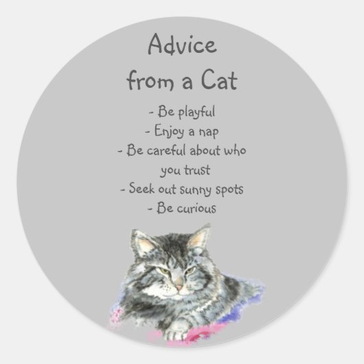 Advies van een Cat Fun Animal Humor Ronde Sticker (Voorkant)