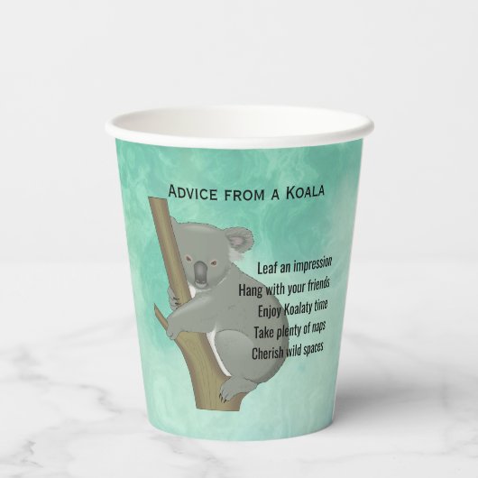 Advies van een Koala Design Paper Cups Papieren Bekers (Achterkant)