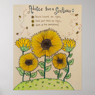 "Advies van een Poster met zonnebloemen"