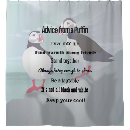 Advies van een Puffin Design Douchegordijn (Voorkant)
