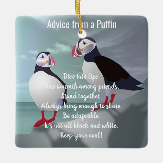 Advies van een Puffin Design Keramisch Ornament (Voorkant)