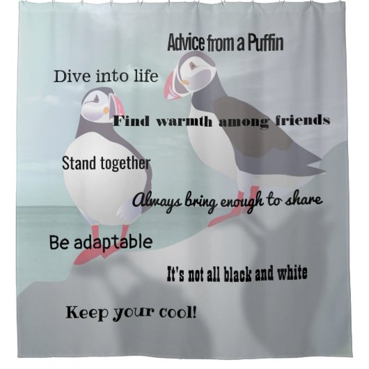 Advies van een Puffin Design Shower Curtain Douchegordijn (Voorkant)