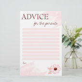 Advies van het baby shower voor de roze ouderenkaa briefpapier (Staand voorkant)